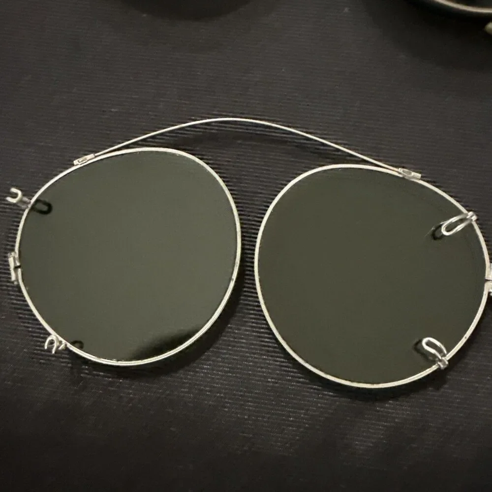 Lot of 2 Vintage Clip On Wire Sun Glasses Green Tint